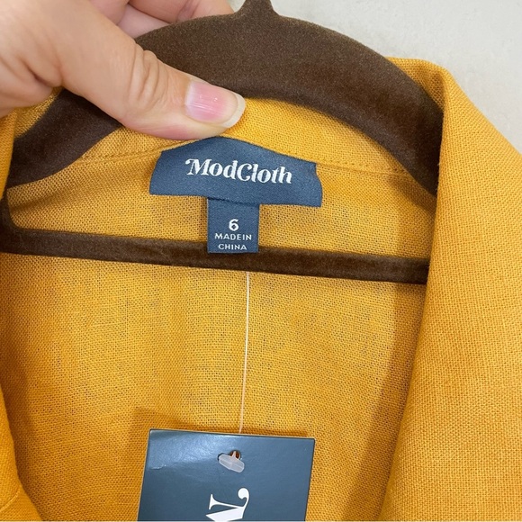 NWT ModCloth Orange Linen Blend Coasting‎ Along Shirt Mini Dress Size 6 - Picture 3 of 8